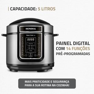 Panela-de-Pressao-Eletrica-Mondial-5-Litros-PE-38-Preta-com-Inox-127V